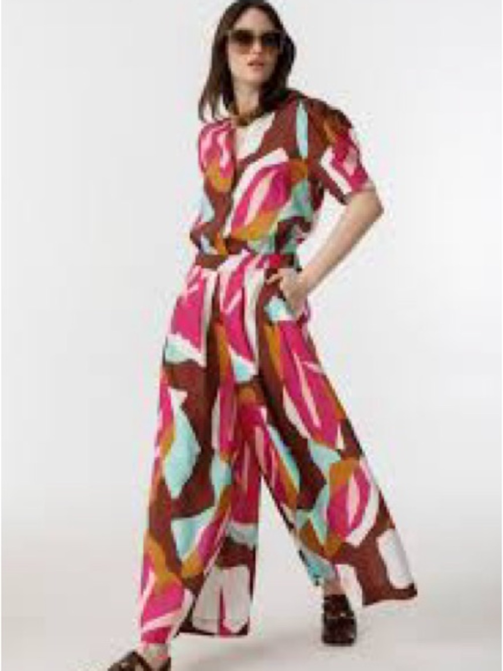 Lanhtropy Sabi Wide-Leg Printed Pant - Pink Multi